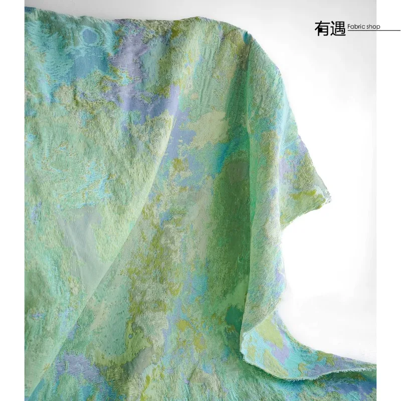 

Фиолетовый, зеленый жаккардовый рельефный материал, художественное украшение, живопись, сделай сам, шитье, пальто, одежда, дизайнерские ткани, ткань по метрам