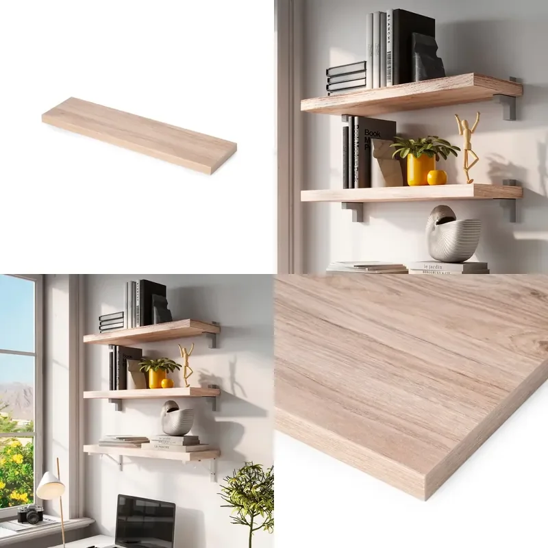 for  Emuca  Effect Wooden Wall Display Stand 600x200mm 30mm Thick Shelf  Spanish Model 7018719