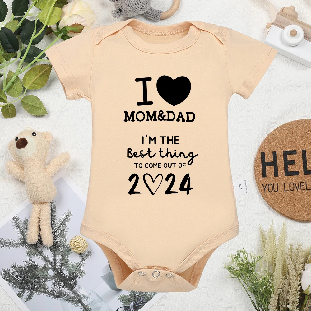 I LOVE MOM&DAD 2024 Baby Boy Girl Clothes Cozy Infant Outfits Surprise Gift Pregnancy Announcement Newborn Oneses Cotton Romper