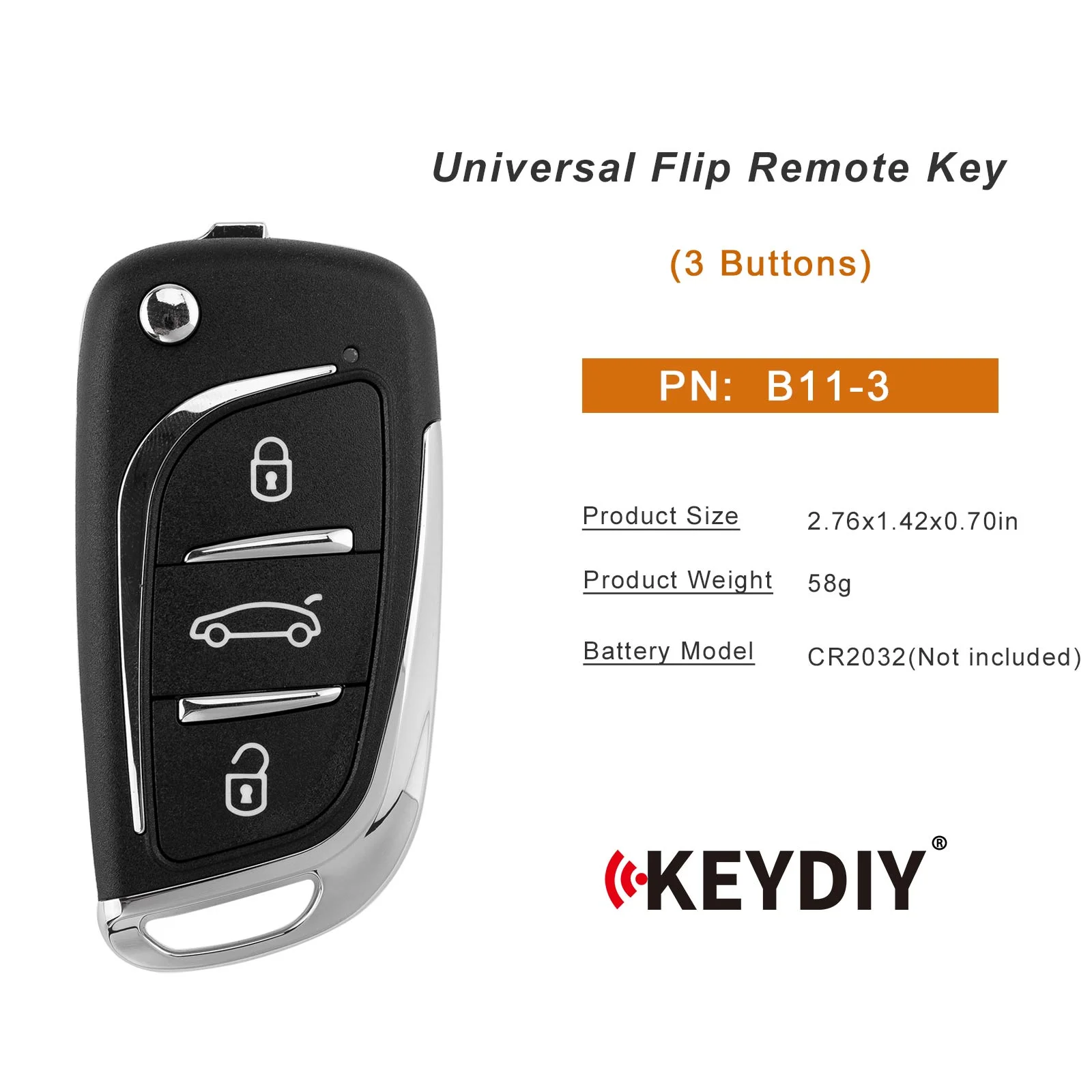 

KEYDIY KD B11-3 (New) Universal Flip Remote Key 3 Buttons B Series