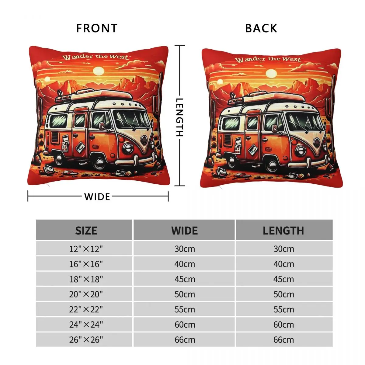 Wander The West Camper In Wild Square Pillowcase Polyester Linen Velvet Pattern Decorative Throw Pillow Case Sofa Cushion Cover