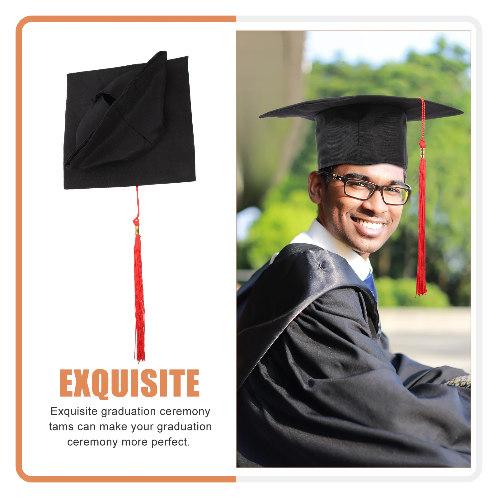 

Graduation Decorations Hat Props Cap Photo Booth Make up Black Kids Men and Women