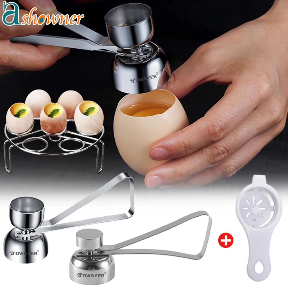 Metal Egg Scissors Eggshell Opener Eggshell Cutter Double Head Egg Topper Shell Opener Boiled Raw Egg Creative Kitchen Tool