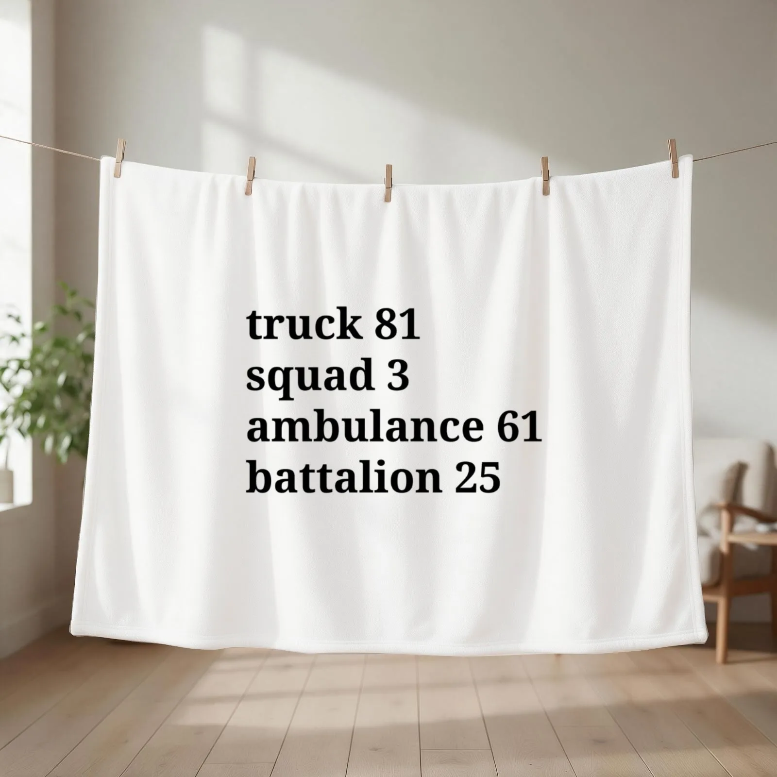 Chicago Fire truck 81, squad 3, ambulance 61, battalion 25 Throw Blanket Cute Plaid Thin decorative Blankets