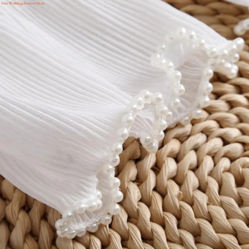 

G92D Bead Trim Lace Arm Sleeves Pleated Design Wrist Cuffs False Sleeves For Women