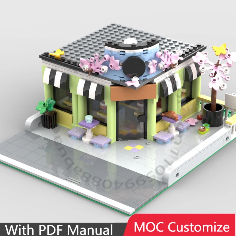 

Набор для сборки «Городское кафе» (592 детали), модульный конструктор MOC, креативный дизайн, DIY, игрушка для мальчиков, подарок на день рождения