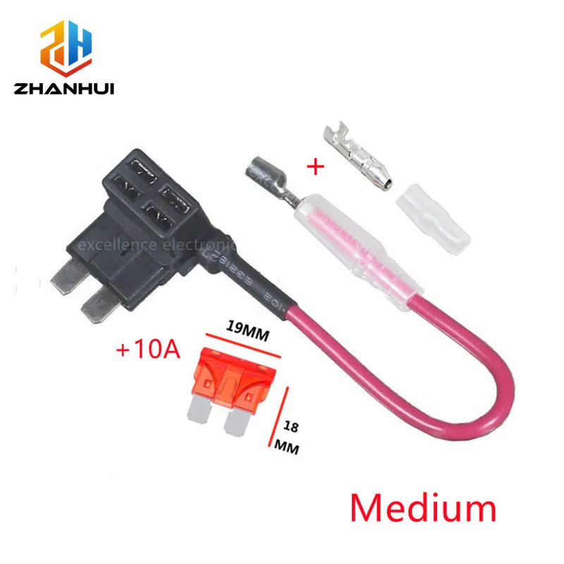 1Set 12V Add-a-Circuit Fuse Tap Adapter - Micro Mini Standard ATM/APM Blade Fuse Holder with 10A Car Blade Fuse