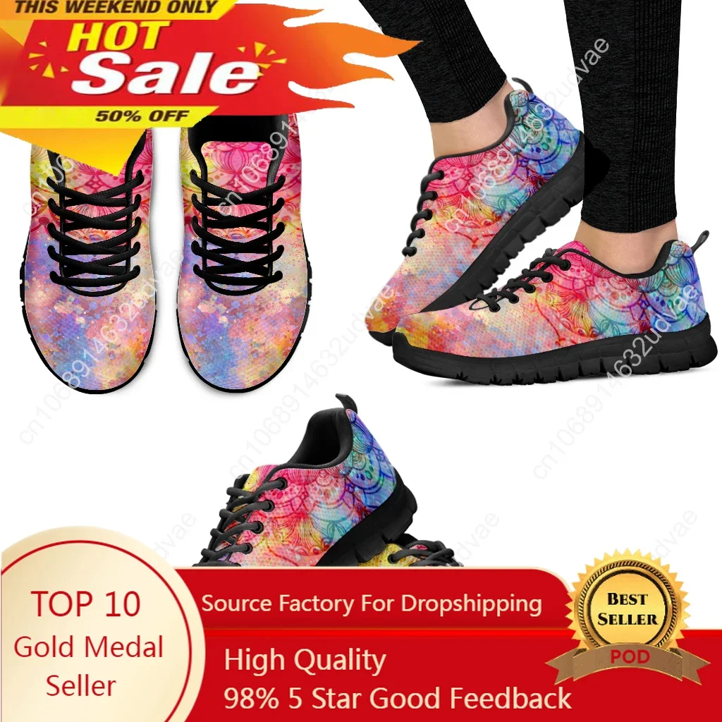 

Luxury Brand Bohemian Mandala Floral Print Casual Sneakers Psychedelic Starry Sky Design Lace-up Shoes Zapatos