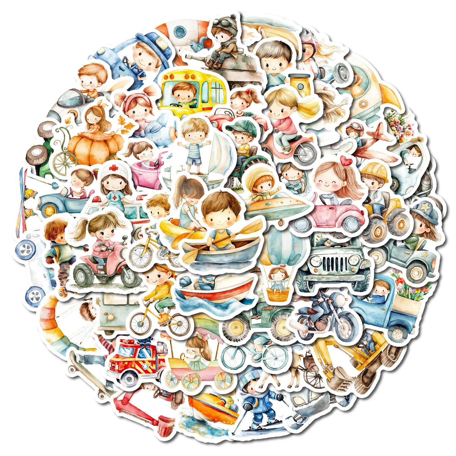 56 Pezzi Adesivi per Bambini con Piccole Auto Carine, Impermeabili, Decorazioni Cartoon per Graffiti, Fai-da-Te per Quaderni, Telefoni, Tazze, Biciclette