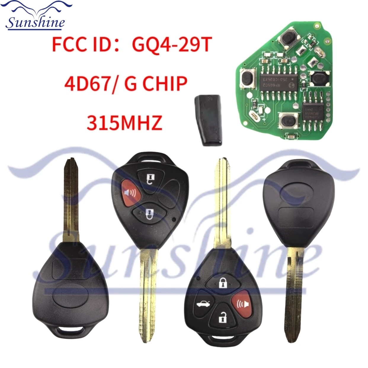 

Sunshine GQ4-29T для Toyota Corolla Venza 2010 2011 2012 2013 2014 2015 315 МГц 4D 67 G чип-транспондер вход автомобильный пульт дистанционного управления