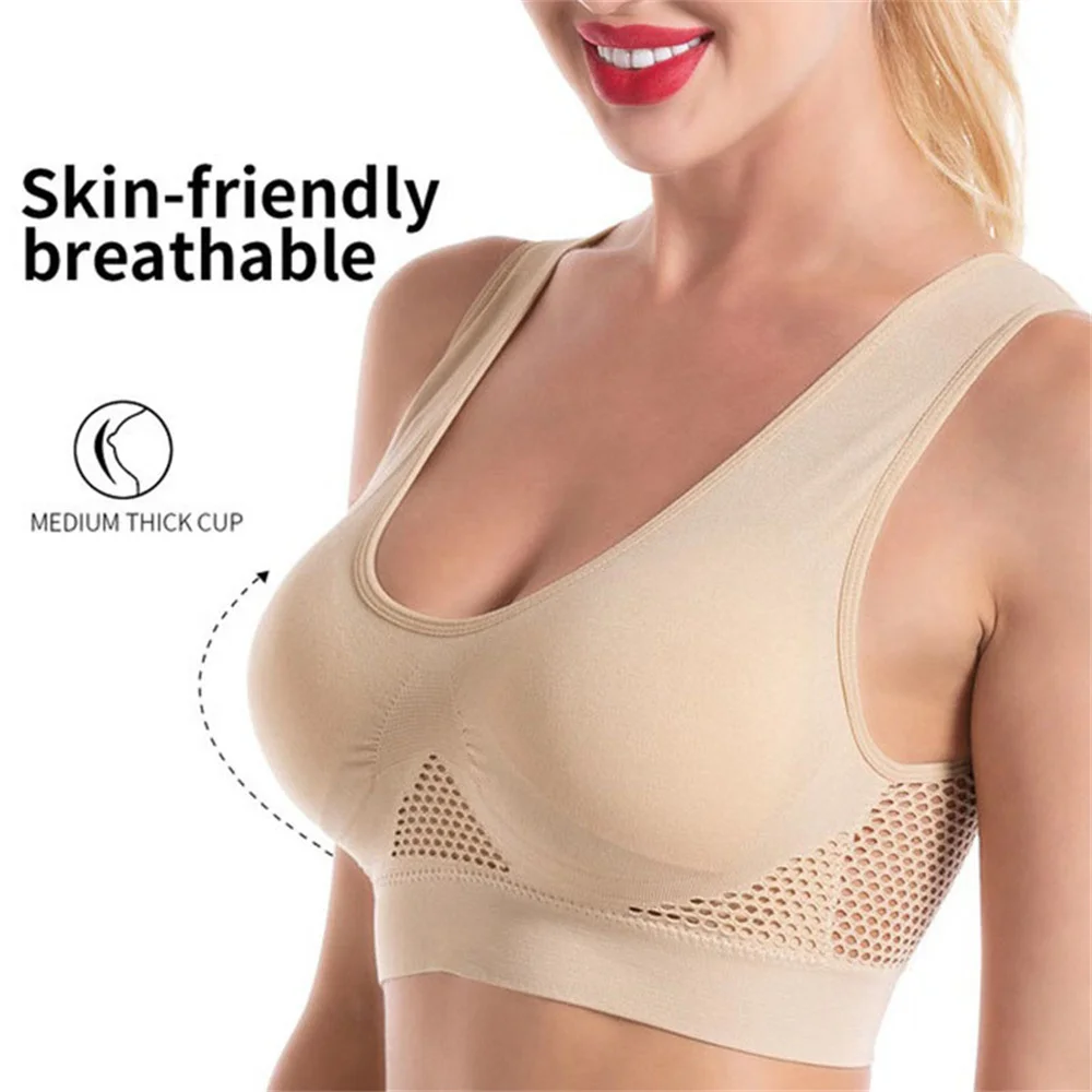 Sports Bras For Women Unwired Bras Wireless S-6XL Plus Size Sexy Backless Push Up Seamless Mesh Top Bra Without Bones Frame Bras