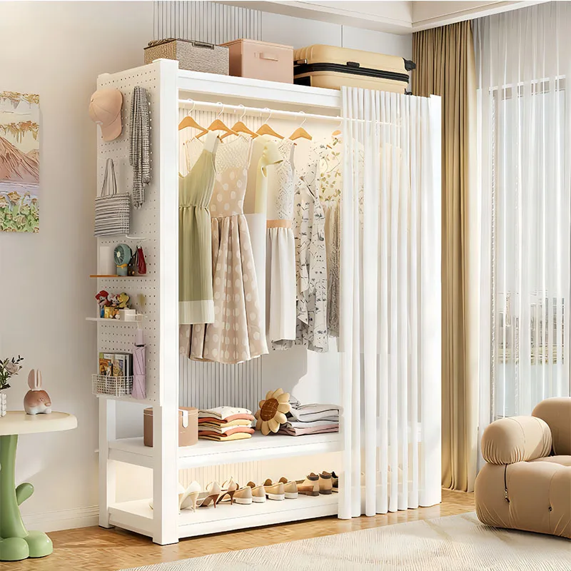 

Dustproof Shelf Wardrobe Rental Hanger Coat Rack Multi-layer Storage Racks Steel Floor Wardrobe Simple Hanger Open Shelf