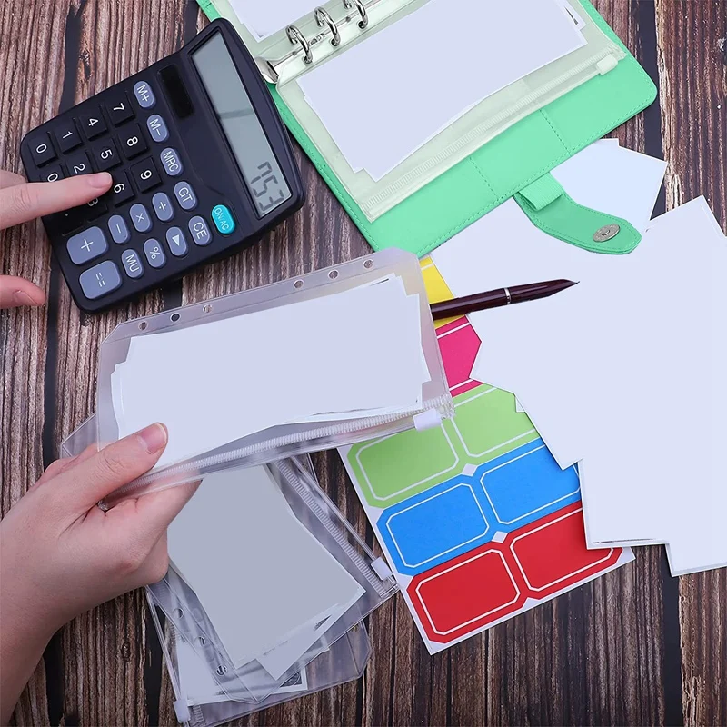 A6 PU 6-Ring Binder Budget Cover A6 Binder Pockets Expense Budget Sheets For Money Saving Cash Envelopes System