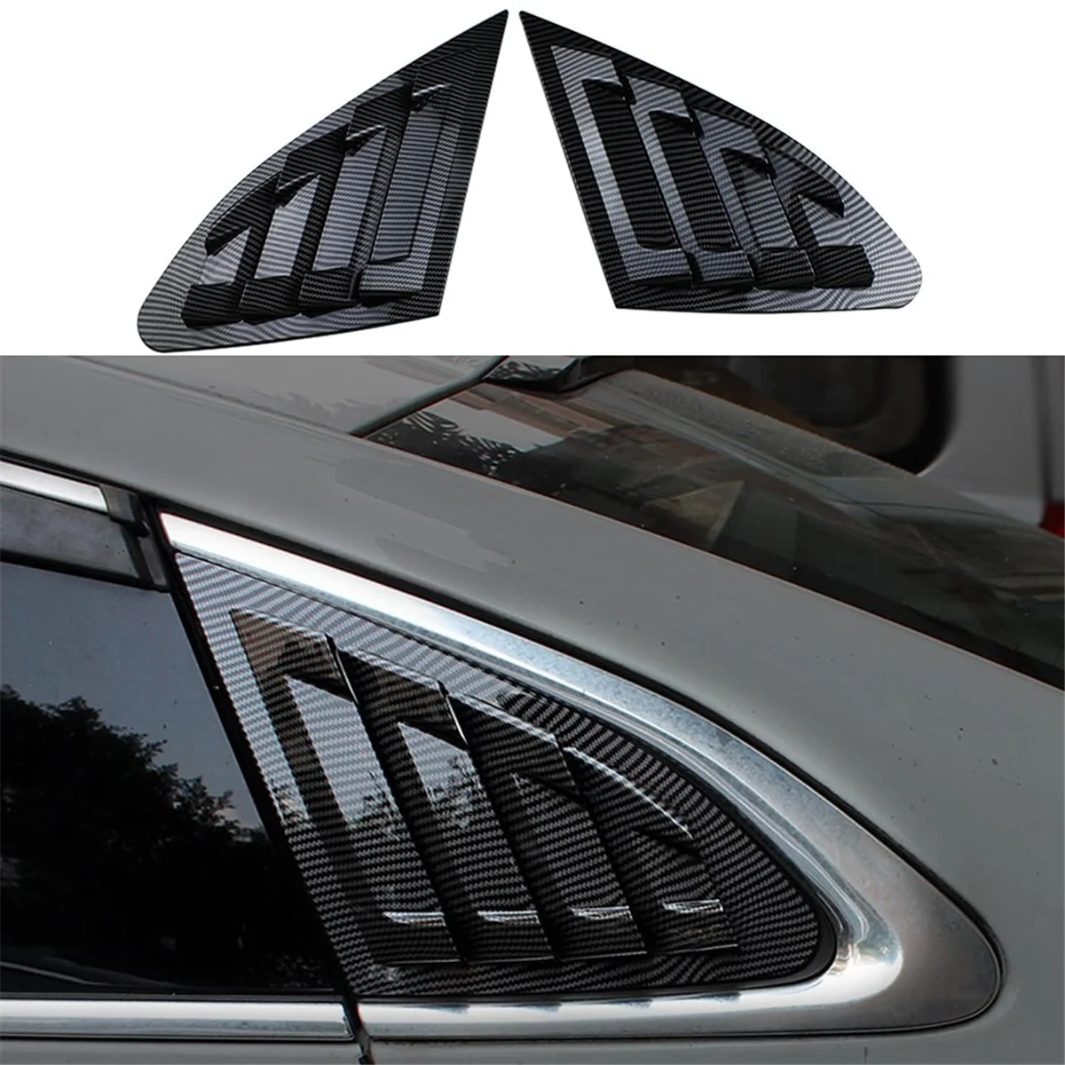 Car Rear Window Shutter Cover Trim Window Louver Side Vent Trim for Chevrolet Malibu XL 2016-2021 Carbon Fiber Pattern