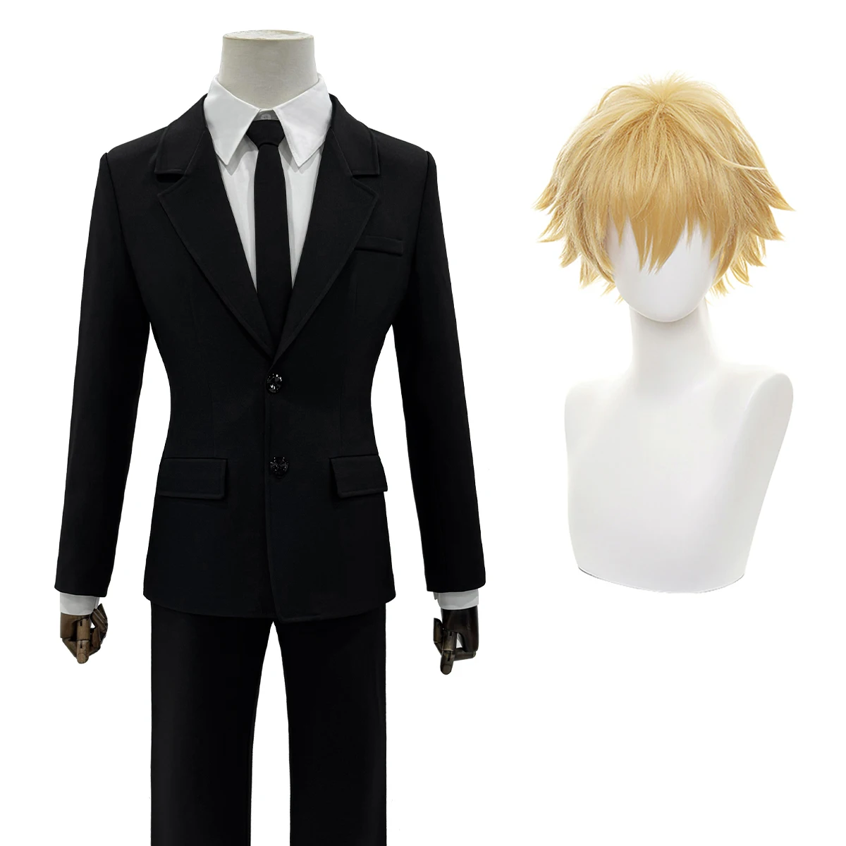 

HOLOUN Denj Aki Cosplay Costume Wig Chainsaw Anime Black Suit Shirt Pant Tie Daily Wear Convention Halloween Christmas