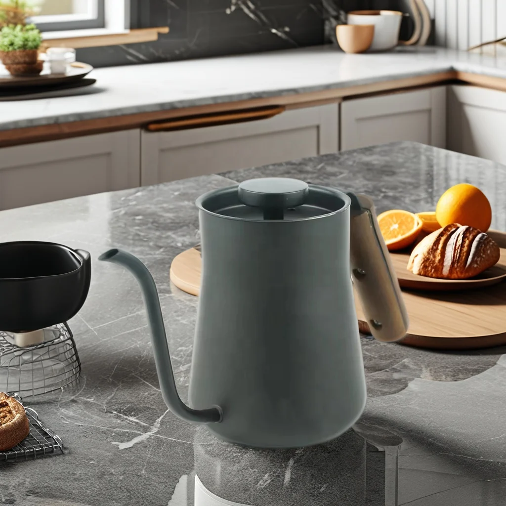 

304 Stainless Steel Hand-Brewed Coffee Pot with Hanging Ear Thin-Mouthed Long-Mouthed Design for Coffee Shops