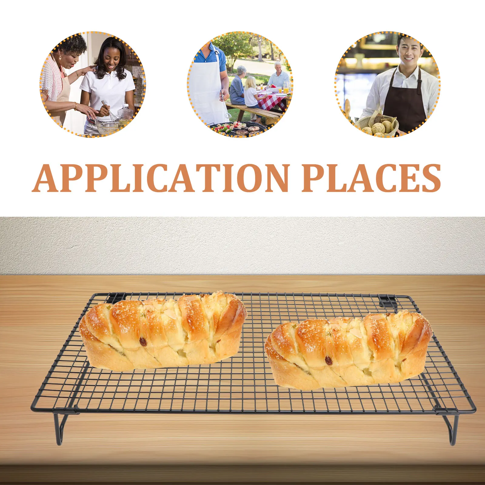 

Cake Cooling Black Carbon Steel Large Capacity Oven Dessert Drying Bread Drying Rack Pastry Holder Bread Biscuits Sturdy
