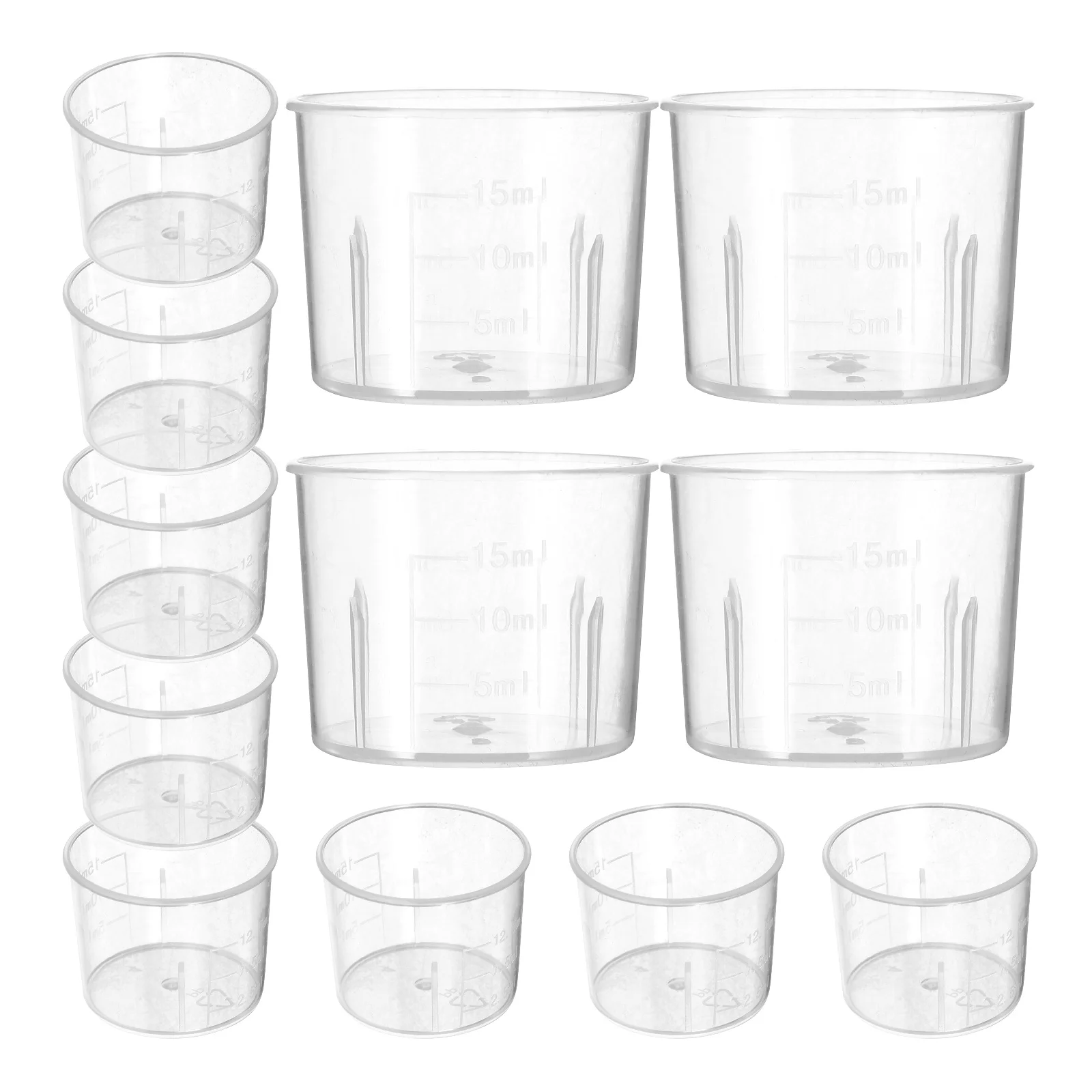 

100pcs Plastic Measuring Cups 15ml Clear Scale Laboratory Beakers Graduated Measuring Tool Use Teaching Equipment