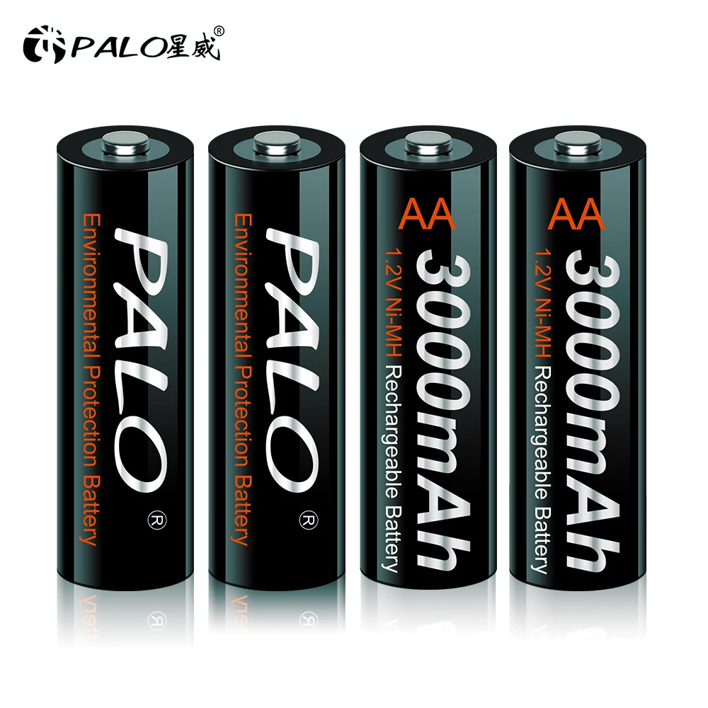 PALO 100% oryginalna bateria AA 3000mah 1.2V AA NI-MH akumulator wstępnie naładowane baterie 2A do aparatów baterie AA