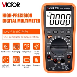 Victor 86B Digital Multimeter Auto Range AC/DC Temperature Frequency LCD Display Capacitor USB Tester Connect Transfer Polymeter