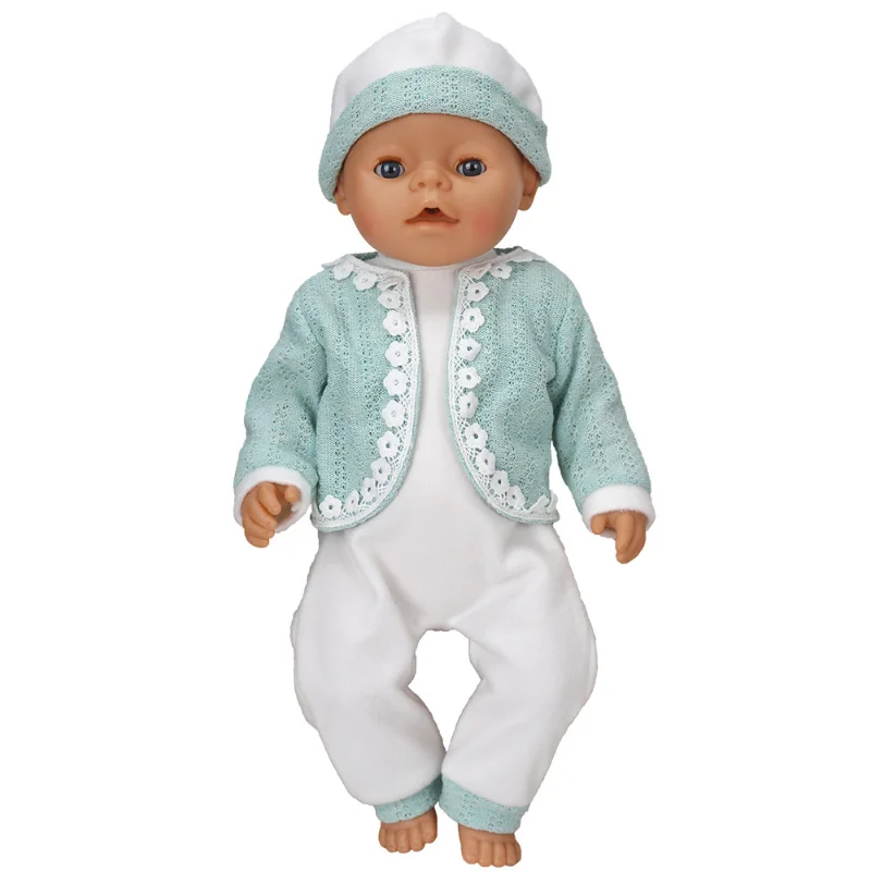 Doll Clothes 43cm Baby Doll Boy Rompers Socks Hat Set for 17-18inch Baby Doll Wears New Born Baby Rompers Doll Accessories