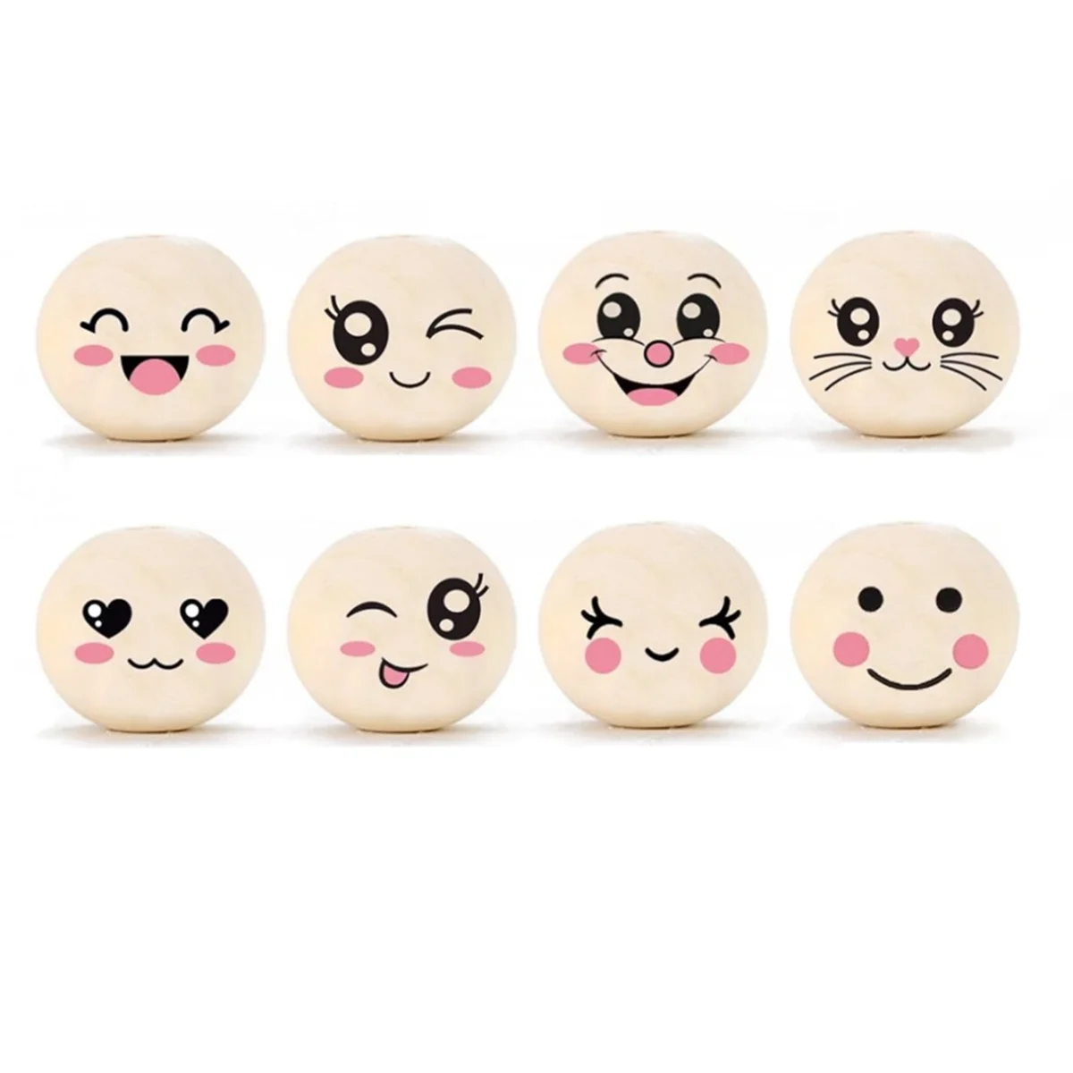 

X55A-Cute Wooden Beads DIY Wooden Ball Toys Natural