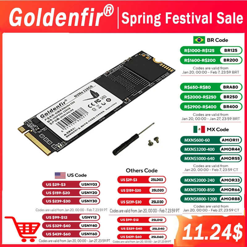 M2 SSD NVME 128GB 256GB 512GB 1TB M.2 2280 PCIe Internal Solid State Drive Goldenfir