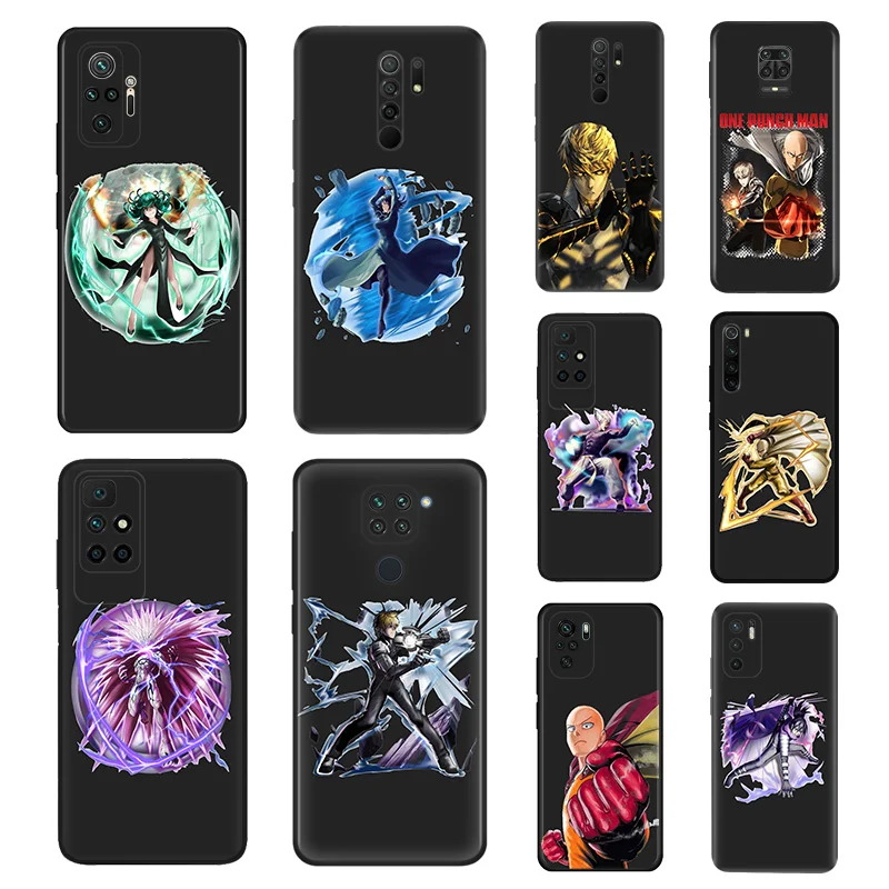 Phone Cases for Redmi Note 10 Lite 9 9T 9S 8 8T 7 9A 9C 10A 10C One Punch Man Xiaomi Mi 10T Note10 Pro Shell Black Case Cover