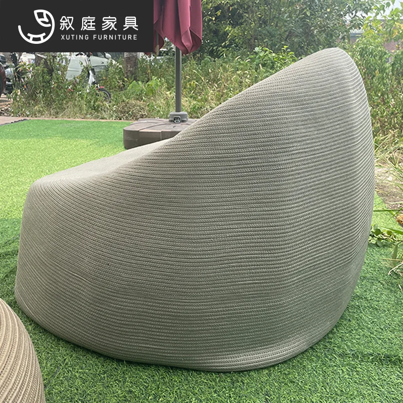 Outdoor Furniture with sunshade Umbrella Rope weaving single sofa for Maikol Creative hand-woven Furniture