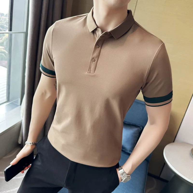 

2023 New Summer Men Polo Shirt Printed Fashion Lapel Breathable Casual Tees Tops Short Sleeve Hip Hop Polos Shirts S-4XL