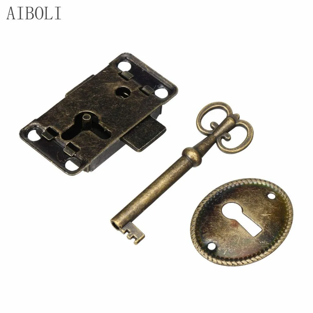 1 Set Classical Lock Drawer Cabinet Wardrobe Cupboard Door Zinc Alloy Lock Antique Furniture Counter Drawer Locks With Key New