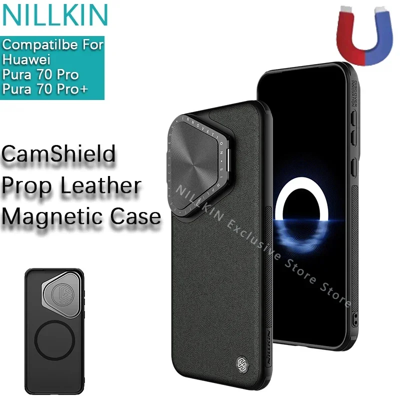 

Nillkin For Huawei Pura 70 Pro Plus CamShield Prop Leather Magnetic Lens cover bracket phone case plain leather protective cover