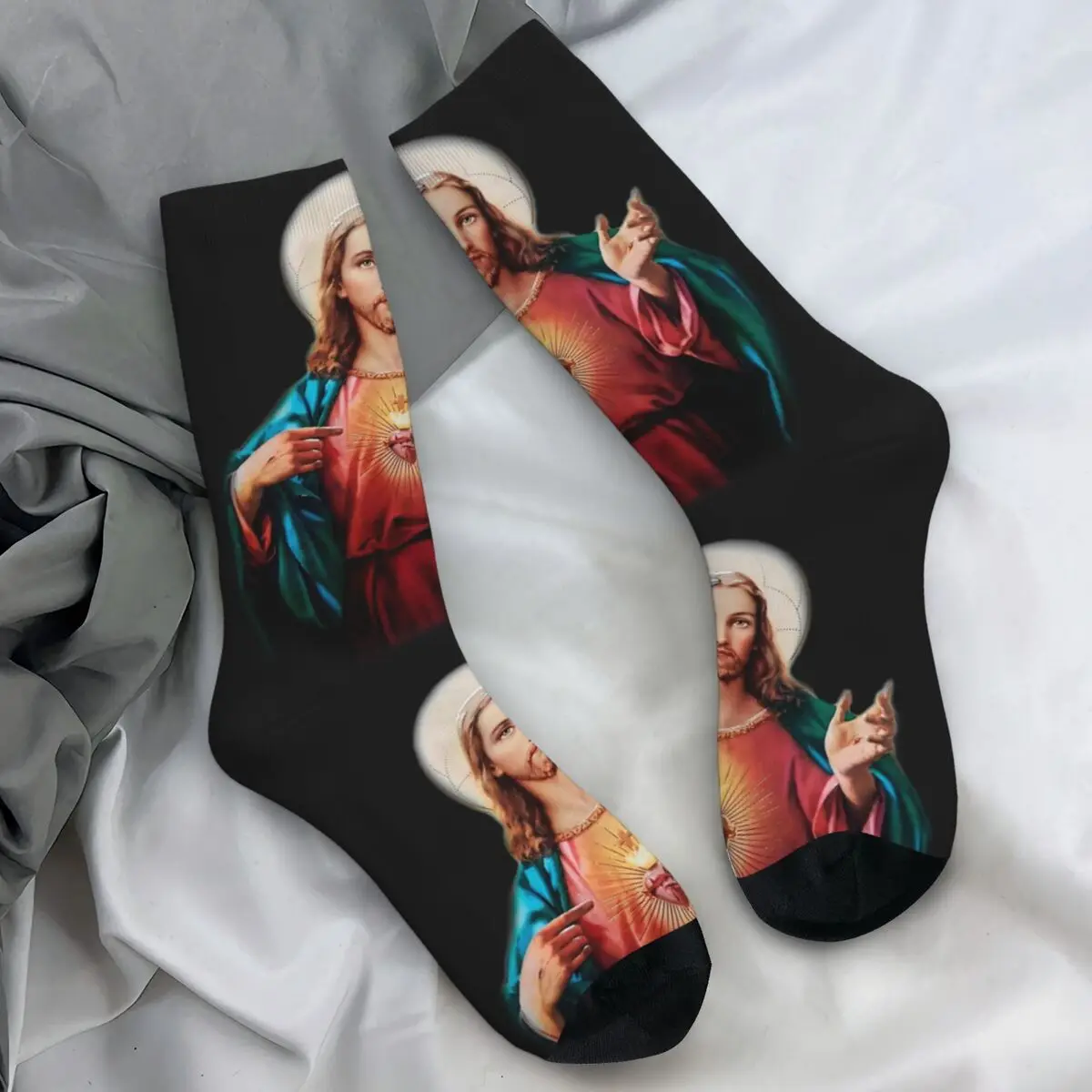 Jesus Christ Saviour Socks Christian Religious Casual Stockings Unisex Men Quality Running Sports Socks Spring Anti Slip Socks