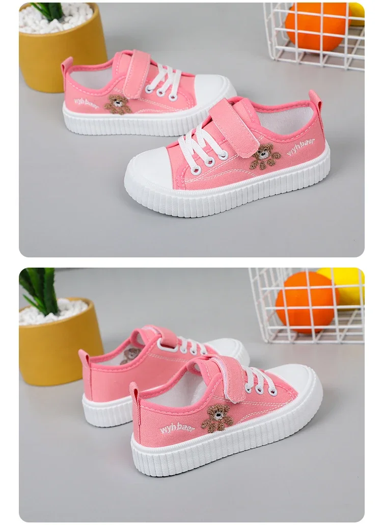 Kinder Segeltuchschuhe Frühling Herbst Weiße Stickerei Cartoon Jungen und Mädchen Einzelschuhe Rosa Weiche rutschfeste Kinder Freizeitschuhe – Detail 16