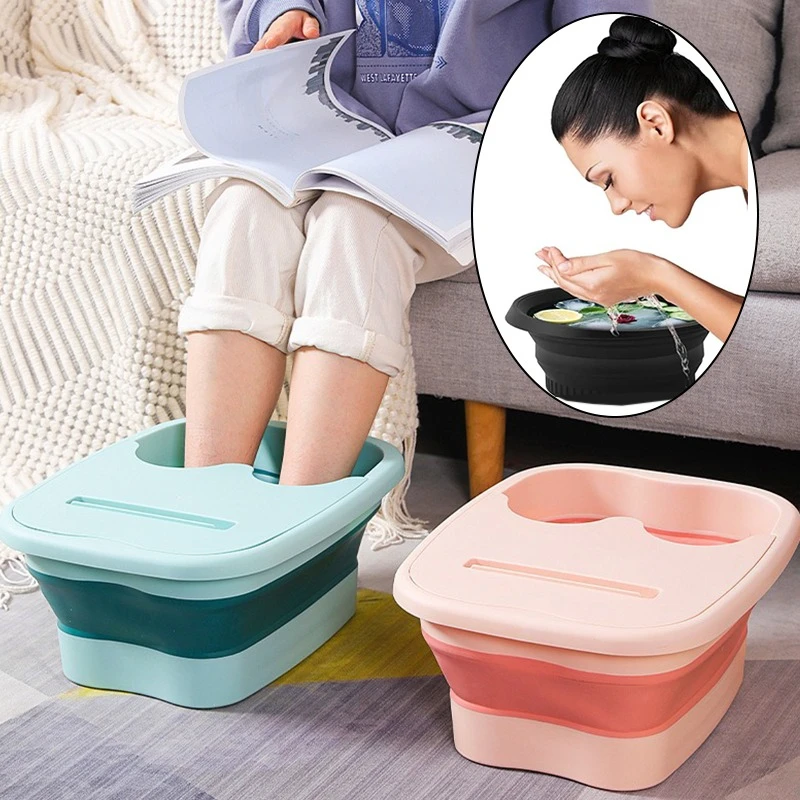 

Portable Foldable Silicone Ice Basin With Built-in Ice Tray&Foot Soaking Bucket Water Bucket Massage Health Foot Tub Wash Basins