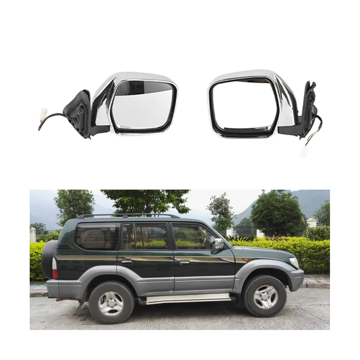 

Exterior Door Rearview Side Mirror Assy for Land Cruiser Prado LC90 1996-2002 5-PINS RH with Heated