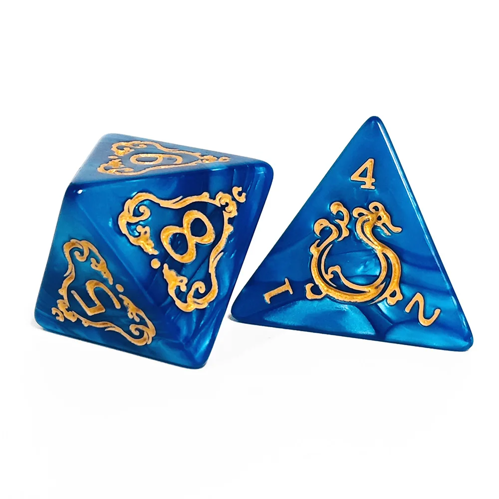 DND النرد 7 قطعة/المجموعة التنين نمط النردات متعددة السطوح لعب الأدوار D & D TRPG مجلس لعبة النرد كهدية الترفيه الملحقات #6