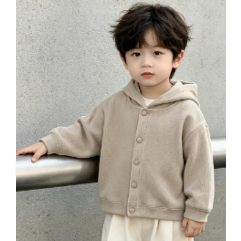 2026 New Childrens Jacket Autumn and Winter Little Kids Warm Fashionable Cute Infant Hooded Outing Cardigan