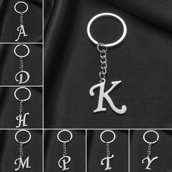 Hiphop DIY A-Z Letters Key Chain Silver Color Metal Keychain Women Car Key Ring Simple Alphabet Name Key Holder Party Gift 2024