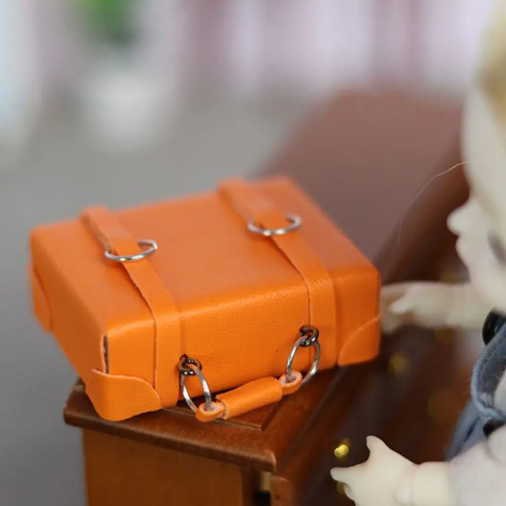 OB11 Box Dollhouse Miniature Leather Luggage DIY Exquisite Doll Miniature Leather Case Fashion Cute Dollhouse Mini Messenger