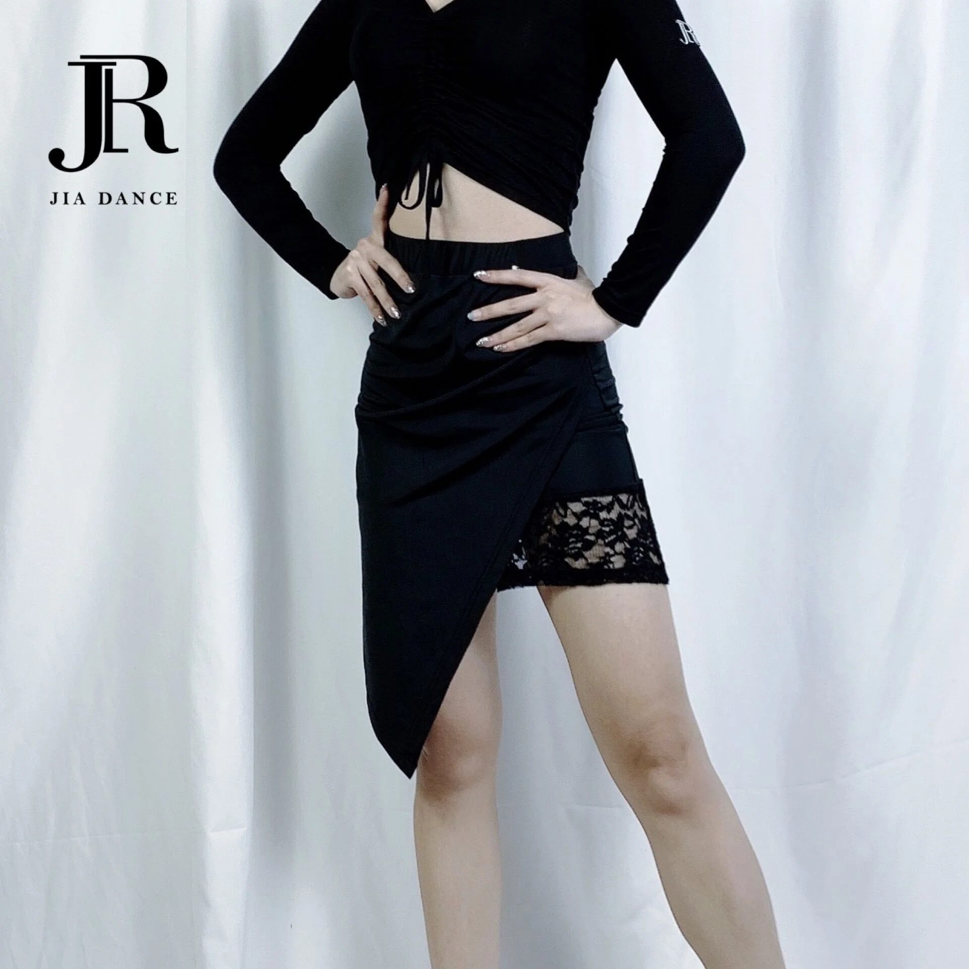 JIA.DANCE ลาตินเต้นรำใหม่ผู้หญิงเทอร์ลูกไม้กระโปรงกระชับสัดส่วนยืนเต้นรำกระโปรง R69 กีฬาฟิตเนสแฟนสินค้า