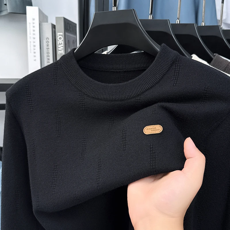 Men's New High quality Long sleeve Sweater Autumn Round neck Anti-pilling Base layer Knitwear Brand Casual Fashionable Men wear
