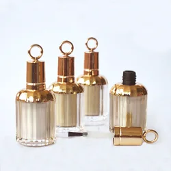 10ml capacity birdcage shape gold color acrylic material nail polish bottle with brush and cap