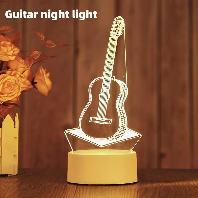 3D-nachtlampje Creatieve Gitaar Nachtlampje Visuele Bureaulamp Met Touch Control Meerdere Kleurveranderingen Van Rgb Omgevingslichtgeschenken