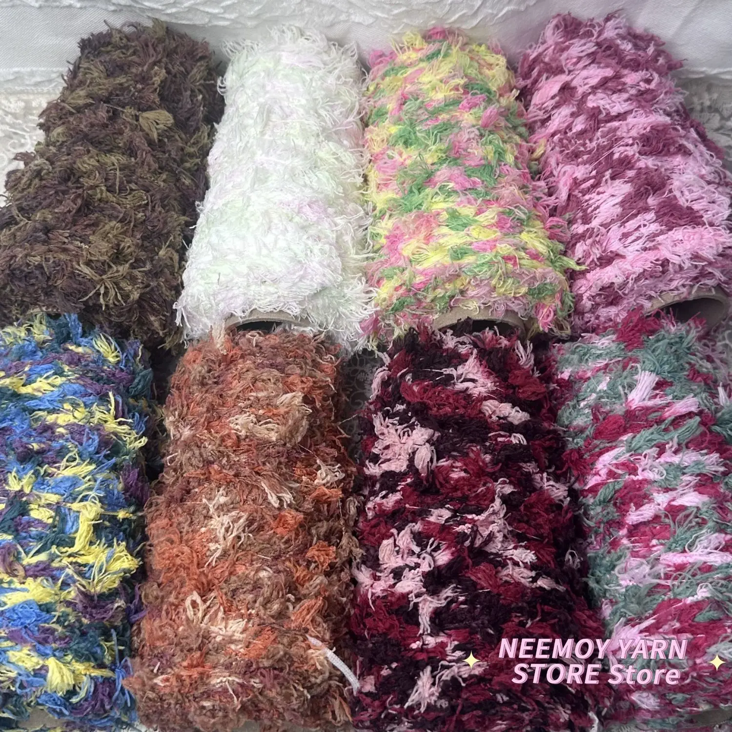 250g/drum Fish Tail Yarn Small Ponytail Yarn Bean Thread Fine Thread Hand Woven Scarf Hat Soft and Fancy Yarn Crochet Thread