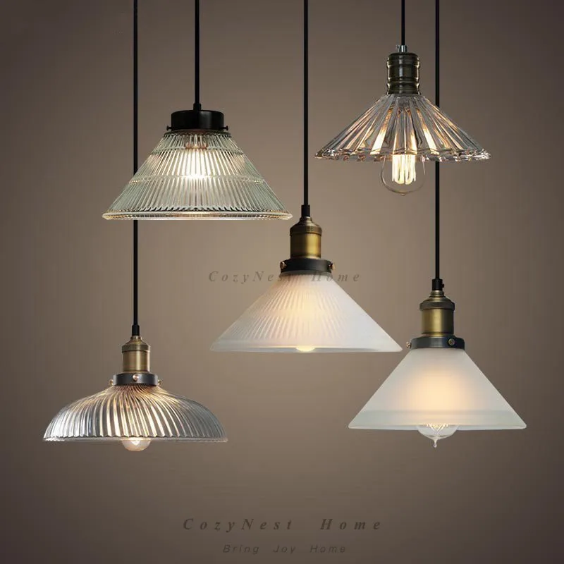 Industrial wind backlog restaurant bar canteen frosted glass single head chandelier