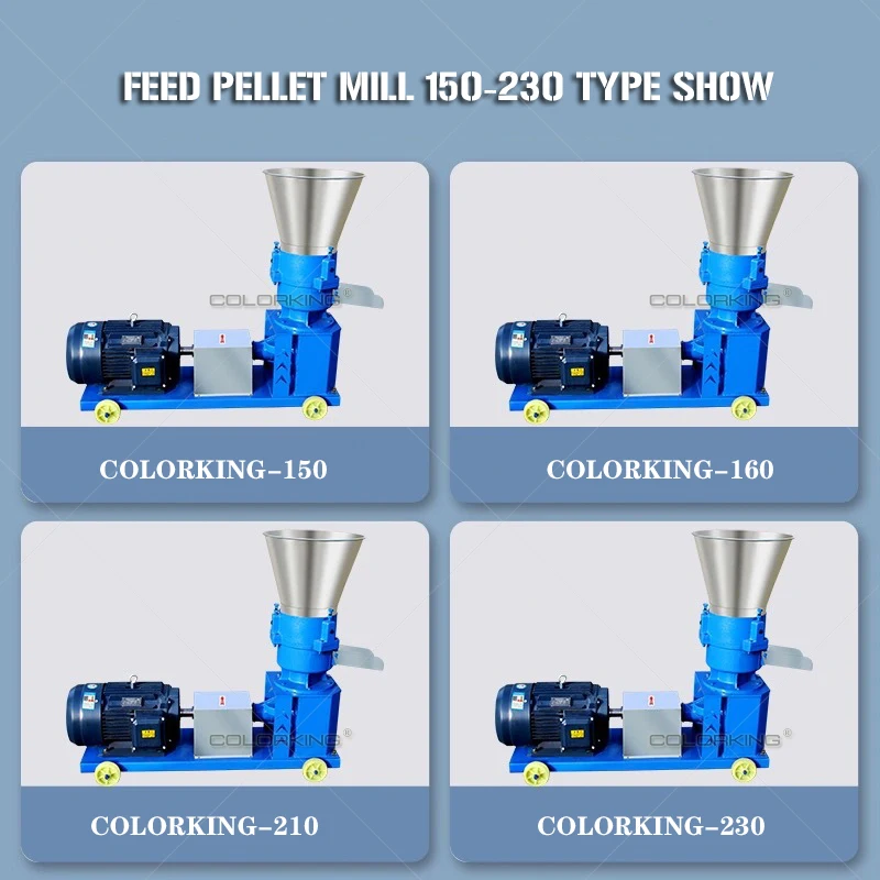 Mesin Pelet 4kw-22kw Pabrik Pelet Multi-fungsi Mesin Pembuat Pelet Makanan Pakan Granulator Pakan Ternak 220V/380V 90-150Kg/Jam