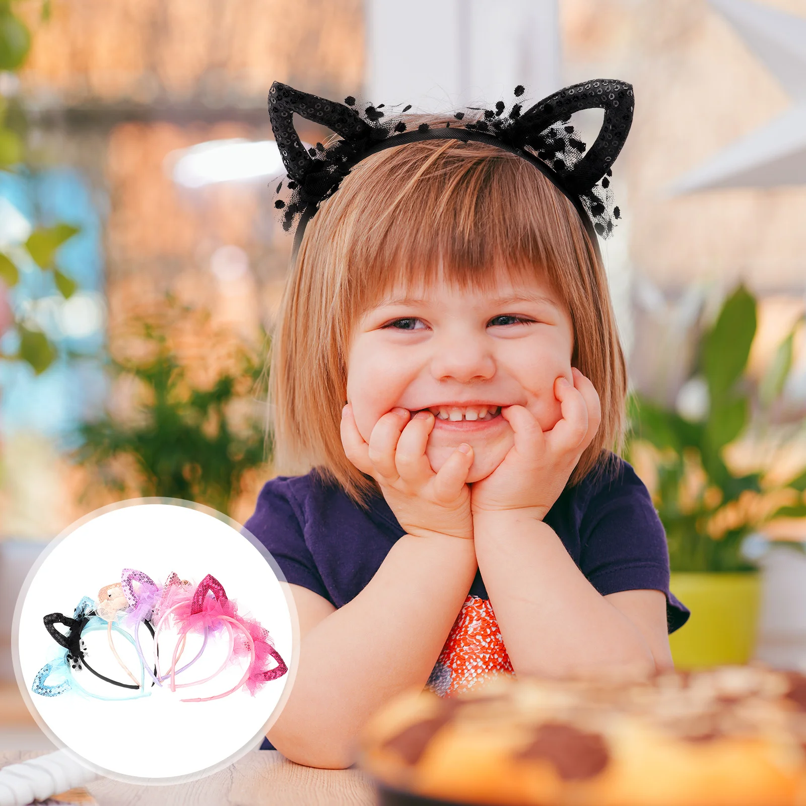 

6pcs Cat Ear Shape Hair Rhinestones Hoops Lightweight Non Fading Reusable Hair Decoration Headb For Kids Adults Party