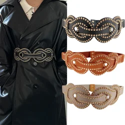 Gothic Punk Accessory Rivet Corset Belt Female Designer Belts For Women Girdle Wide Cummerbunds Elastic Plus Size Waistband