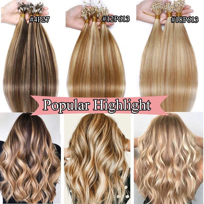 100-human-hair-micro-loop-weft-20inch-straight-1b-p27-613-boost-hair-density-length-party-everyday-wholesale-dropship